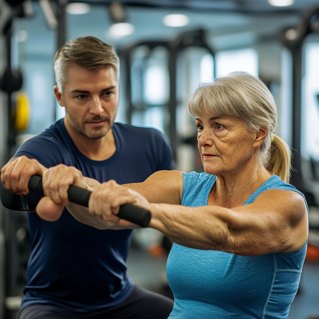 Активний клас пенсіонерів під час тренування